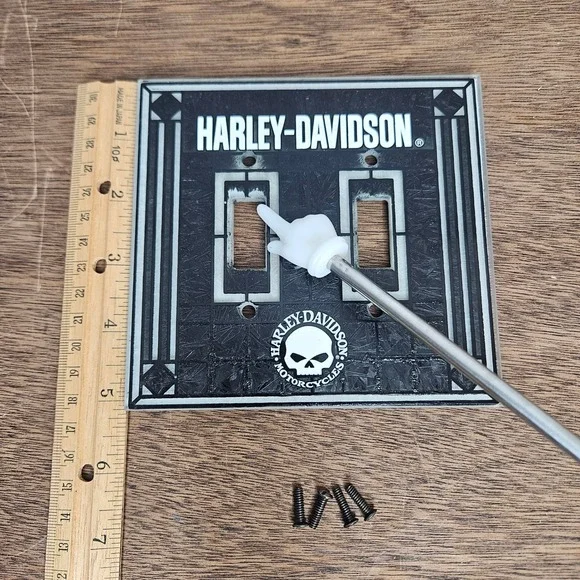 Harley-Davidson Skull Double Toggle Light Switch Cover Black White GLASS - Picture 4 of 5